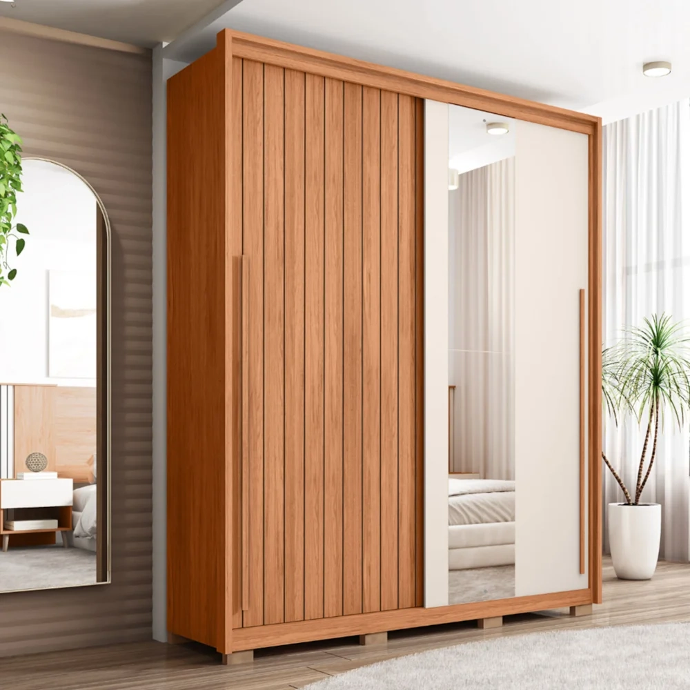 Guarda Roupa Casal 179cm Com Espelho Sabin Freijó/Off C01 - Mpozenato