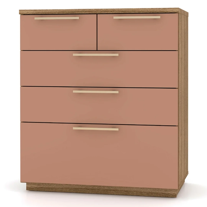 Cômoda para Quarto 5 Gavetas 90cm Dubai Nature/Camarim - Vila Rica