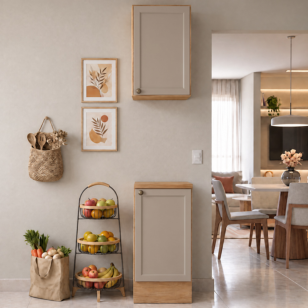 Balcão E Armário Cozinha Americana 40cm Lara Freijó/fendi - Lumil
