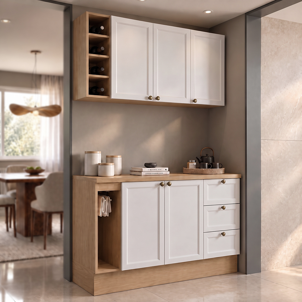 Balcão Cozinha Com Tampo 140cm E Armário Cozinha Americana Lara Freijó/branco - Lumil