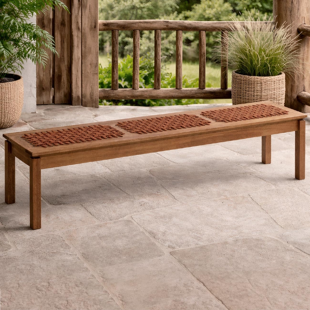 Banco de Madeira Área Gourmet 180cm Trama Tenza Jatobá/Ocre C17 - Mpozenato