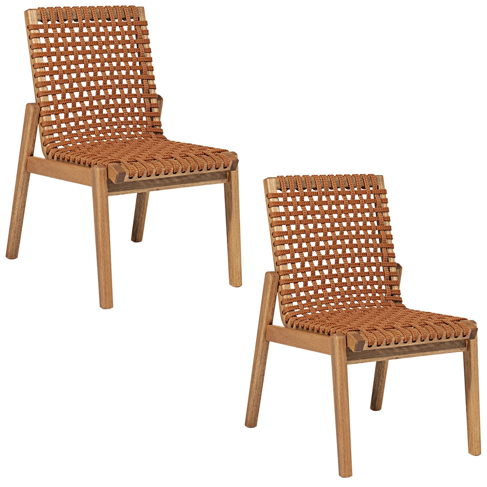 Cadeira Madeira Área Gourmet Kit 2 Tenza Jatobá/Ocre C17 - Mpozenato