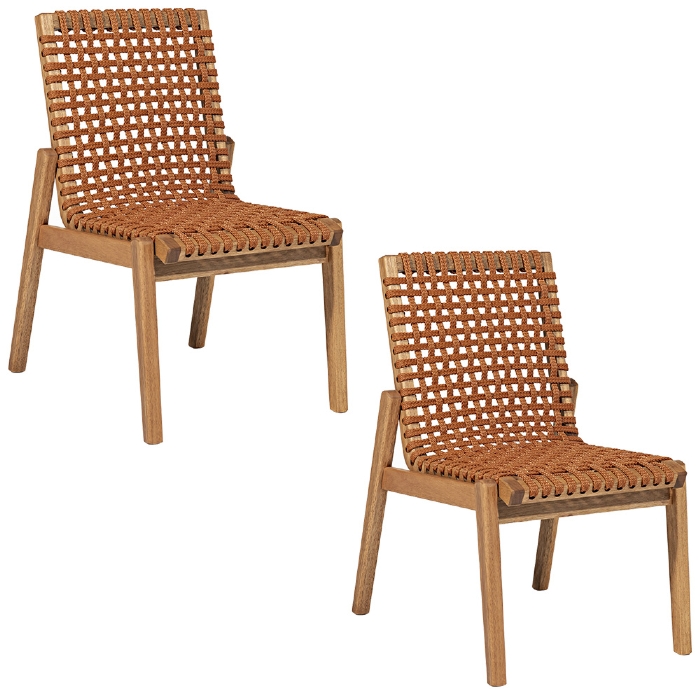 Cadeira Madeira Área Gourmet Kit 2 Tenza Jatobá/Ocre C17 - Mpozenato