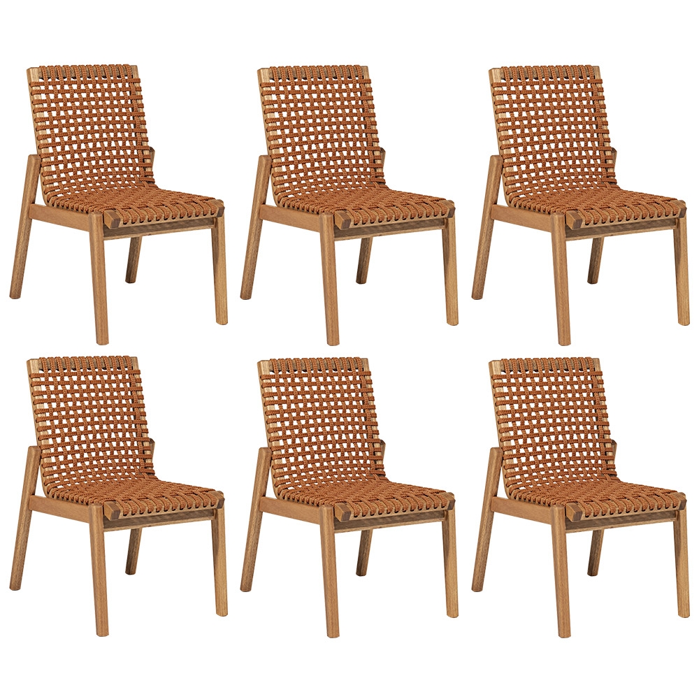 Cadeira Madeira Área Gourmet Kit 6 Tenza Jatobá/Ocre C17 - Mpozenato