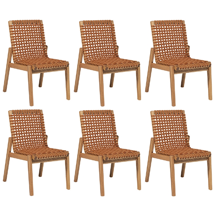 Cadeira Madeira Área Gourmet Kit 6 Tenza Jatobá/Ocre C17 - Mpozenato