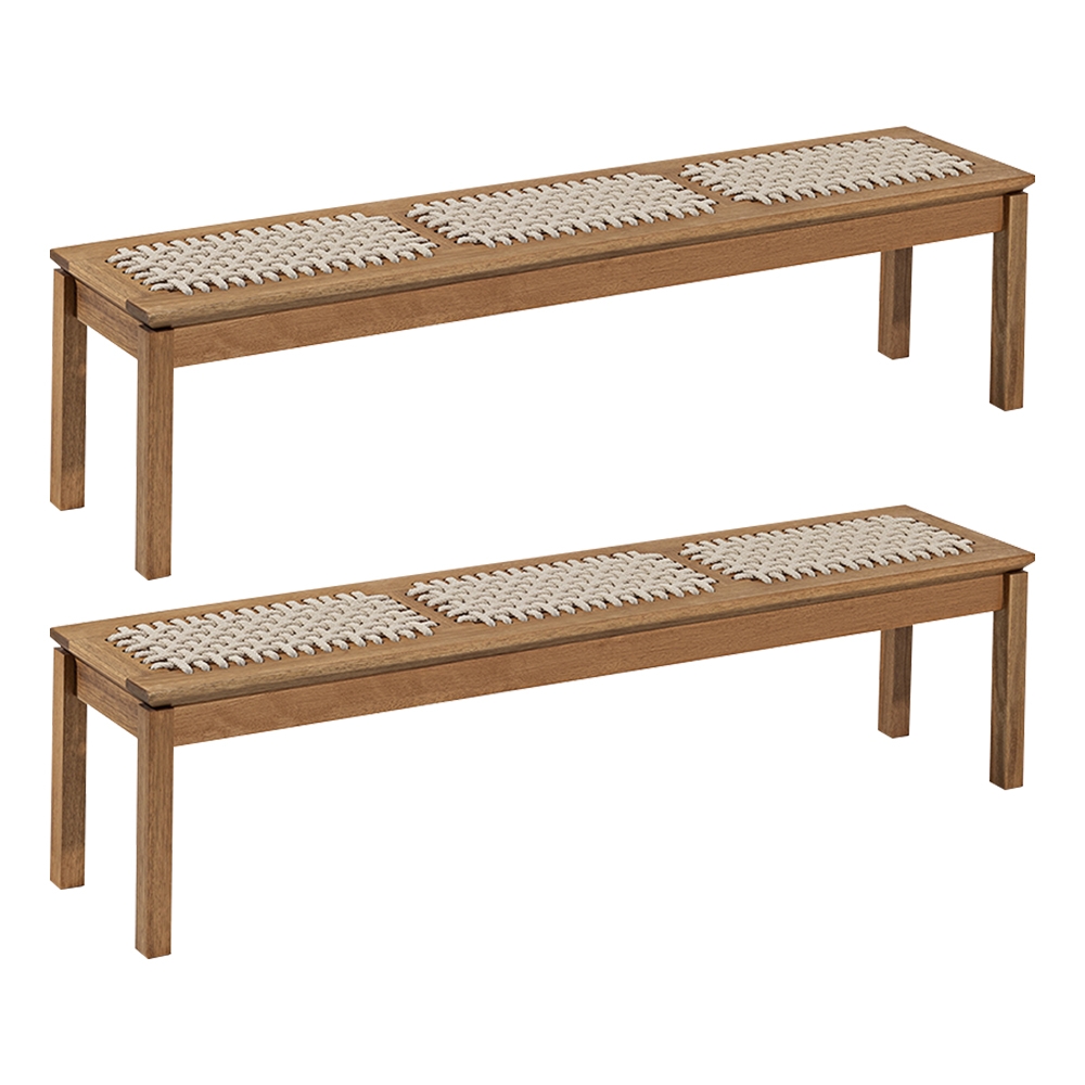 Banco Madeira Área Gourmet 180cm Kit 2 Trama Tenza Jatobá/Areia C17 - Mpozenato