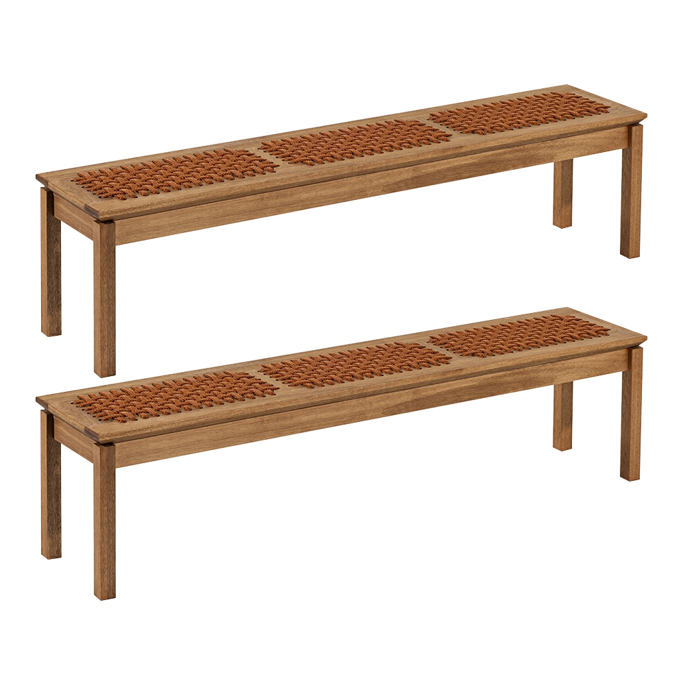 Banco Madeira Área Gourmet 180cm Kit 2 Trama Tenza Jatobá/Ocre C17 - Mpozenato