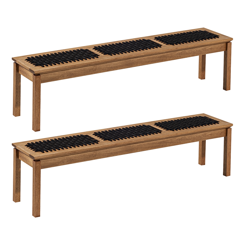 Banco Madeira Área Gourmet 180cm Kit 2 Trama Tenza Jatobá/Preta C17 - Mpozenato