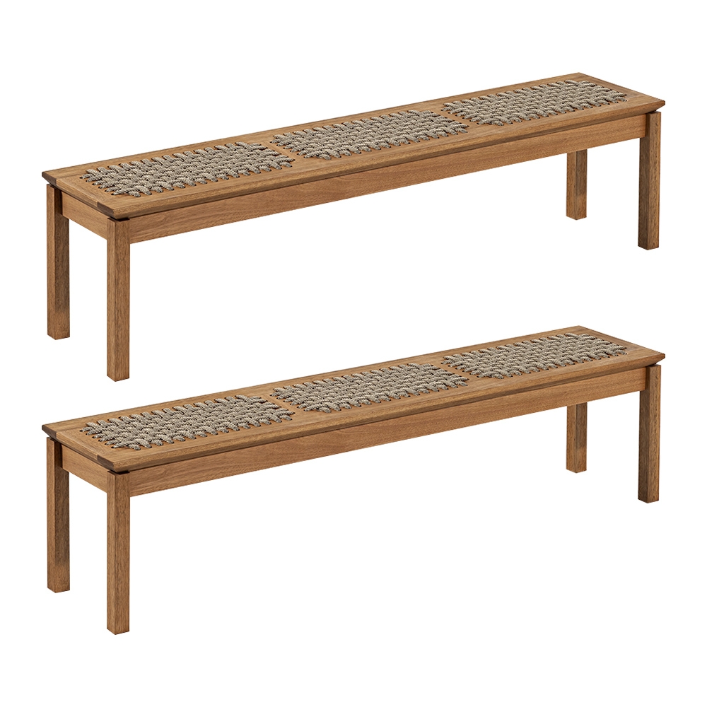 Banco Madeira Área Gourmet 180cm Kit 2 Trama Tenza Jatobá/Rami C17 - Mpozenato