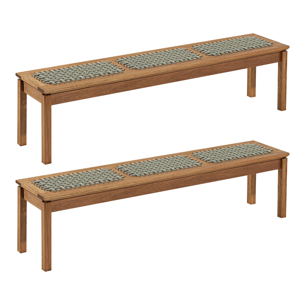 Banco Madeira Área Gourmet 180cm Kit 2 Trama Tenza Jatobá/Verde Olivia C17 - Mpozenato