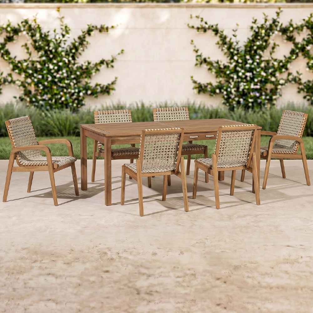 Mesa Madeira 180cm 6 Cadeiras Gourmet Tenza Jatobá/Areia C17 - Mpozenato