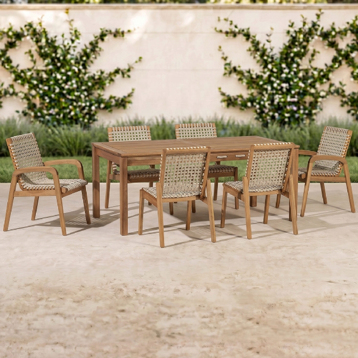 Mesa Madeira 180cm 6 Cadeiras Gourmet Tenza Jatobá/Areia C17 - Mpozenato