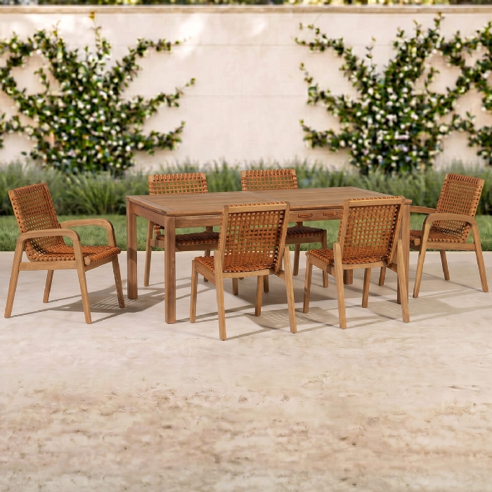 Mesa Madeira 180cm 6 Cadeiras Gourmet Tenza Jatobá/Ocre C17 - Mpozenato