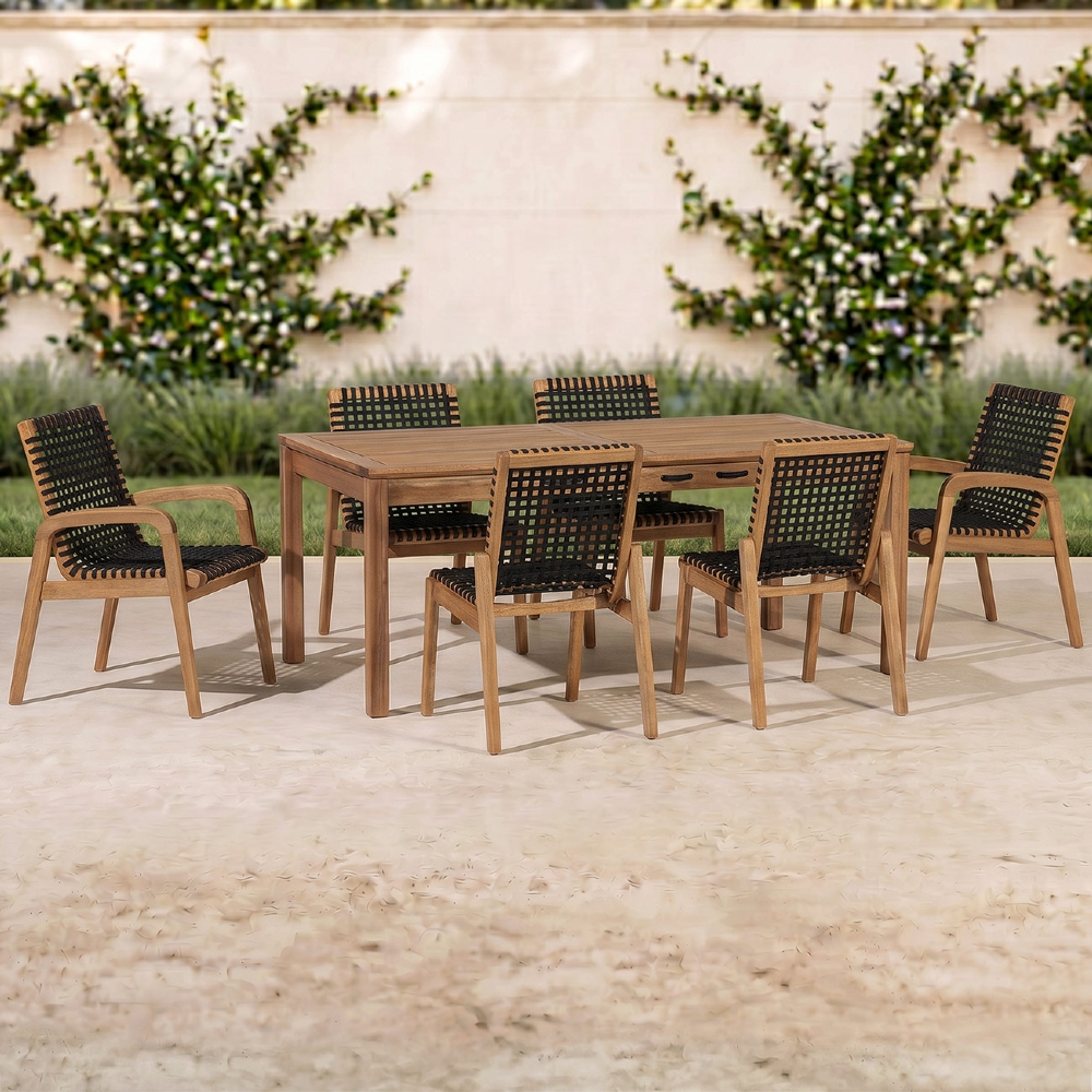 Mesa Madeira 180cm 6 Cadeiras Gourmet Tenza Jatobá/Preta C17 - Mpozenato