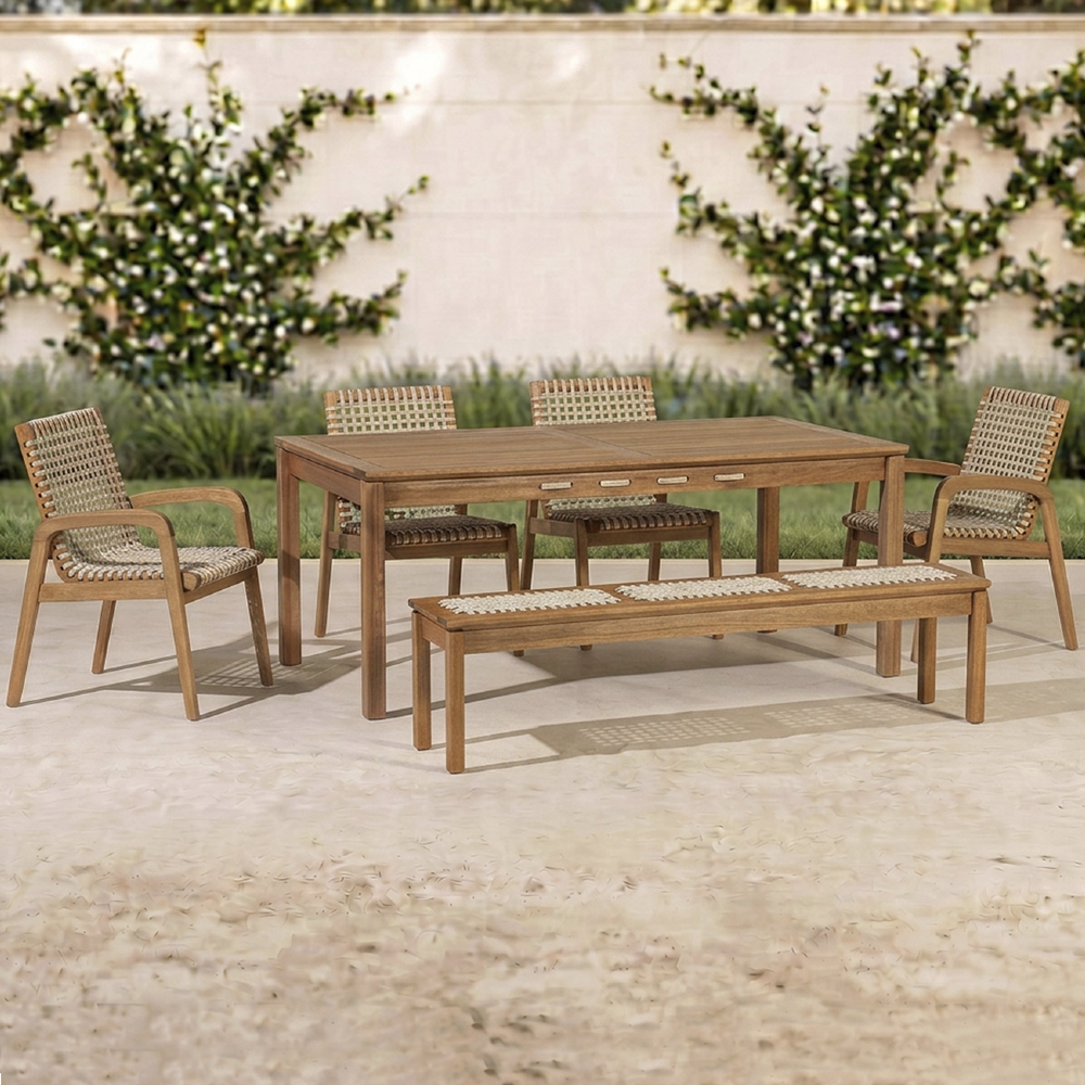Mesa Madeira 180cm 4 Cadeiras e 1 Banco Gourmet Tenza Jatobá/Areia C17 - Mpozenato
