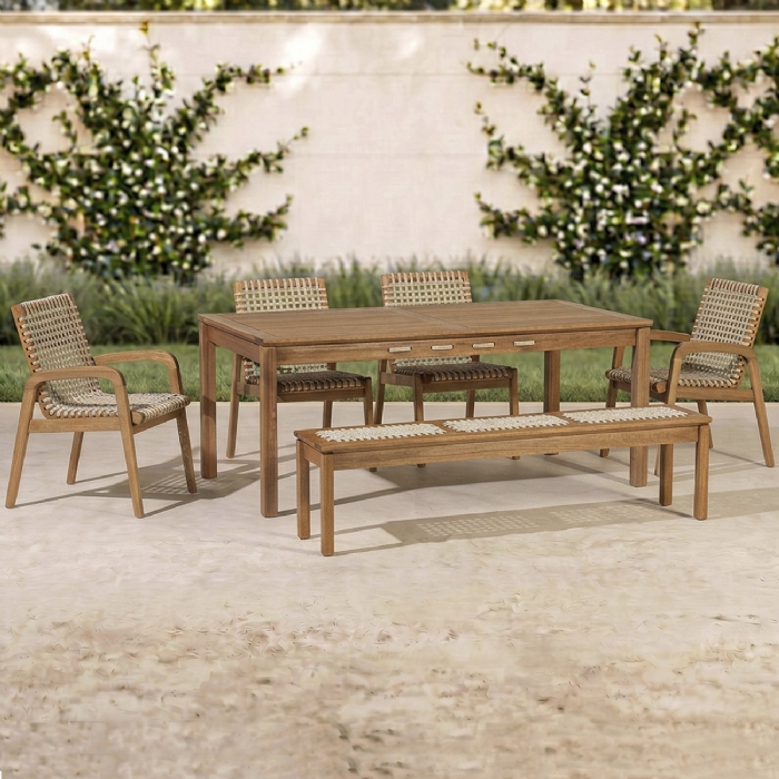 Mesa Madeira 180cm 4 Cadeiras e 1 Banco Gourmet Tenza Jatobá/Areia C17 - Mpozenato