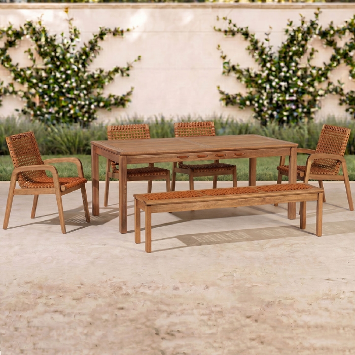 Mesa Madeira 180cm 4 Cadeiras e 1 Banco Gourmet Tenza Jatobá/Ocre C17 - Mpozenato