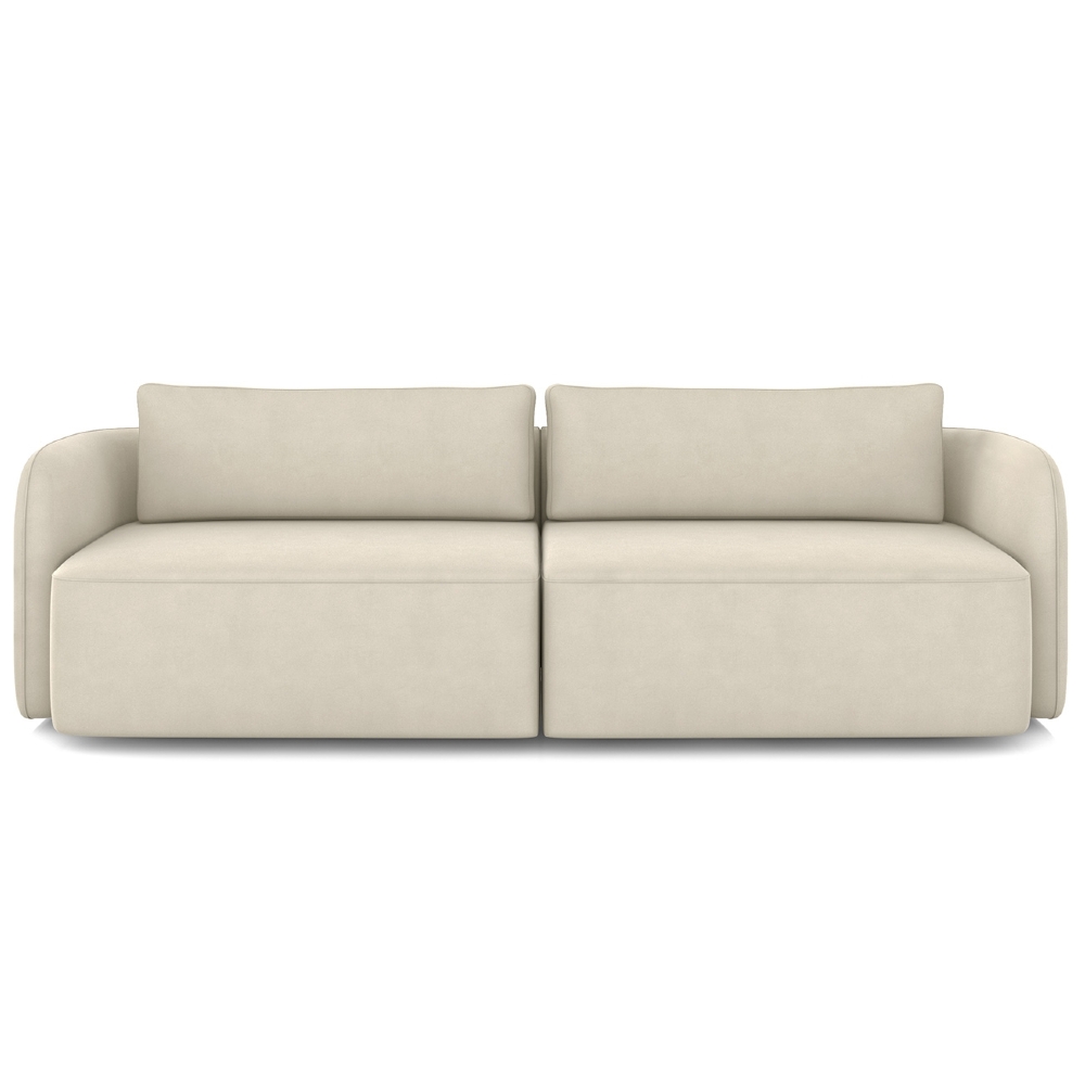 Sofá 3 Lugares 220cm Sala de Estar Karib Veludo Bege Z08    - Mpozenato