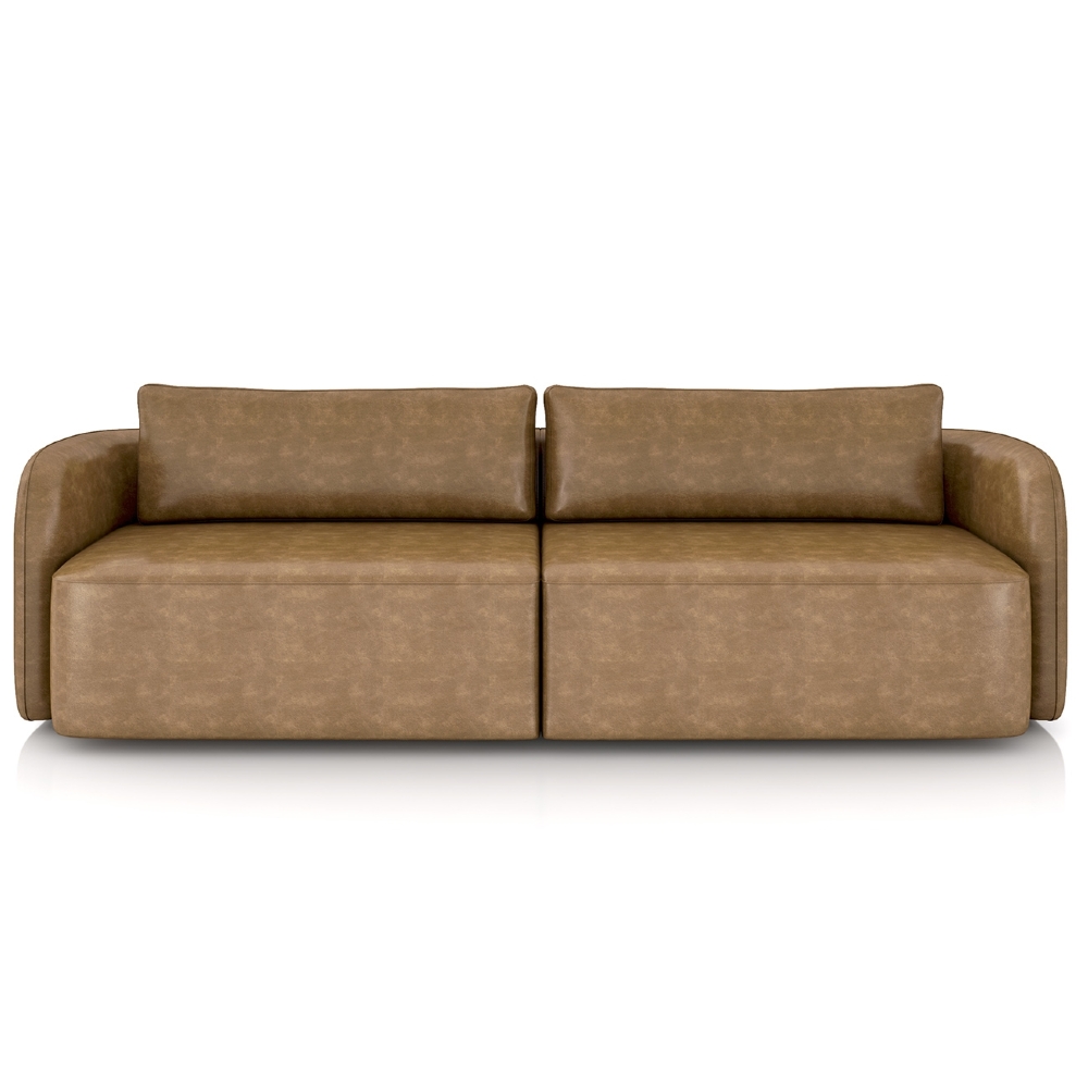 Sofá 3 Lugares 220cm Sala de Estar Karib Sintético Camel Z08 - Mpozenato