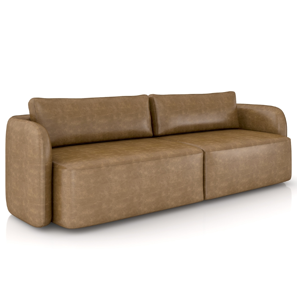 Sofá 3 Lugares 220cm Sala de Estar Karib Sintético Camel Z08 - Mpozenato