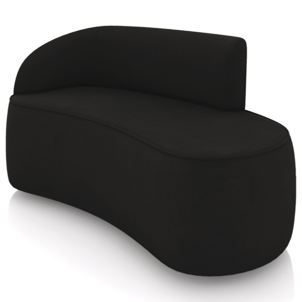 Sofá 2 Lugares Para Sala 140cm Orgânico Wendi Suede Preto I01  - Mpozenato