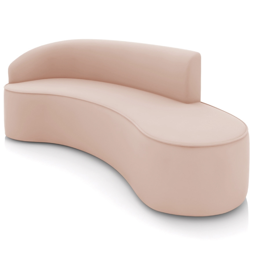 Sofá 4 Lugares Para Sala 220cm Orgânico Wendi Veludo Rose I01  - Mpozenato