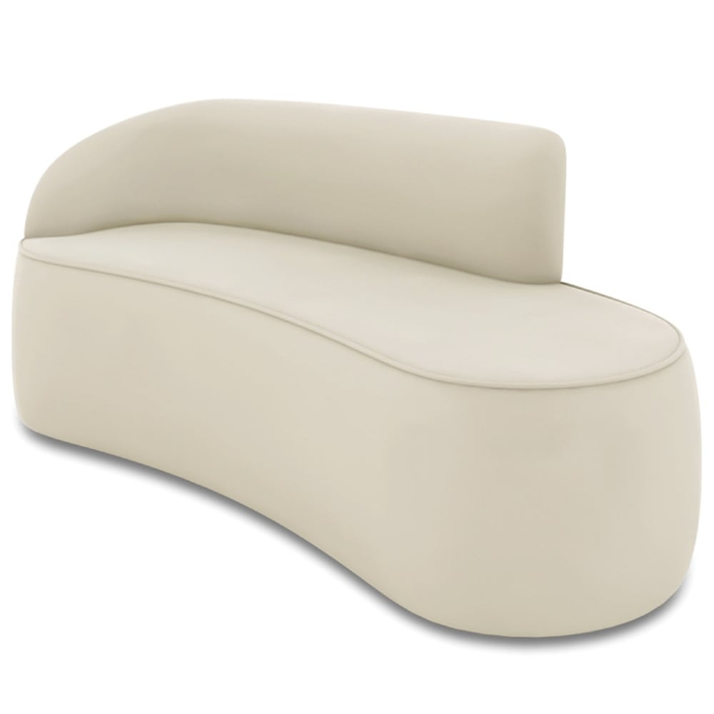 Sofá 3 Lugares Para Sala 180cm Orgânico Wendi Veludo Bege I01  - Mpozenato