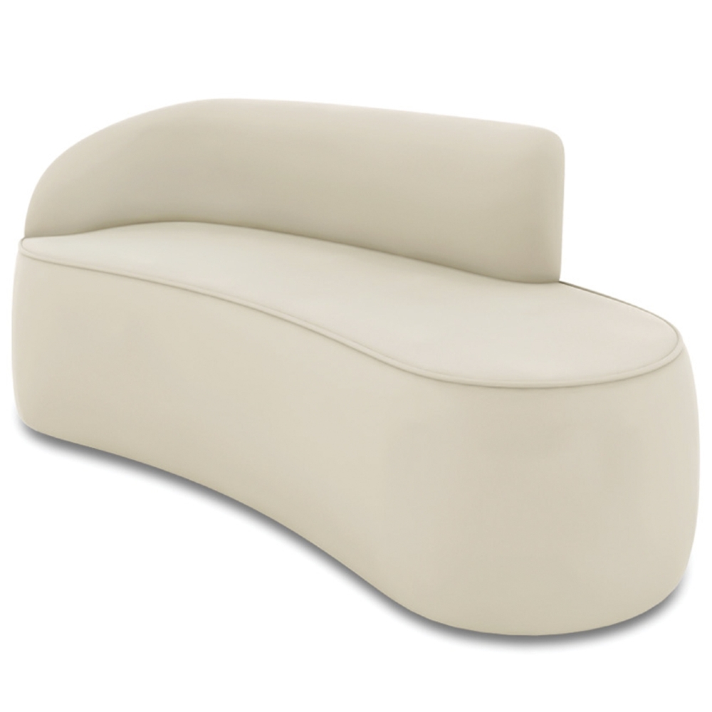 Sofá 3 Lugares 180cm Wendi e Poltrona Steve Veludo Bege I01  - Mpozenato