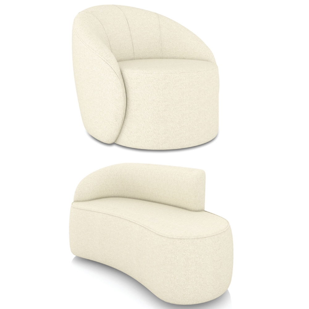 Sofá 2 Lugares 140cm Wendi e Poltrona Steve Linho Bege I01  - Mpozenato