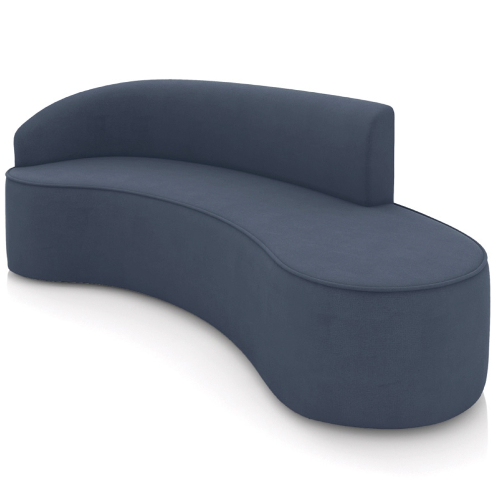 Sofá 4 Lugares 220cm Wendi e Poltrona Steve Suede Azul Marinho I01  - Mpozenato