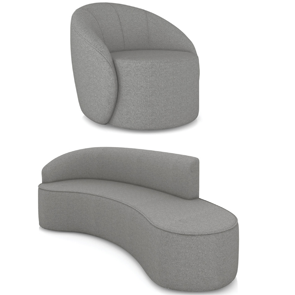 Sofá 4 Lugares 220cm Wendi e Poltrona Steve Linho Grafite I01  - Mpozenato