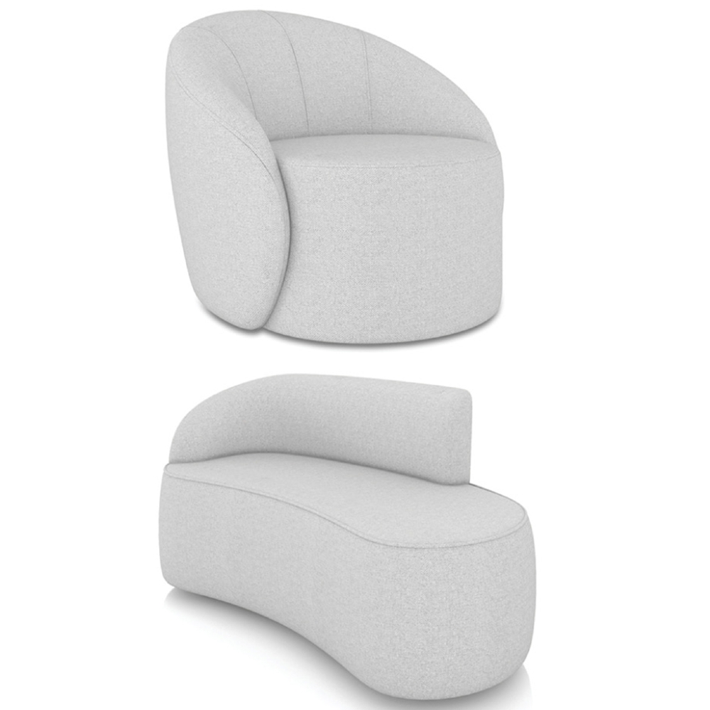 Sofá 2 Lugares 140cm Wendi e Poltrona Steve Linho Cinza I01  - Mpozenato