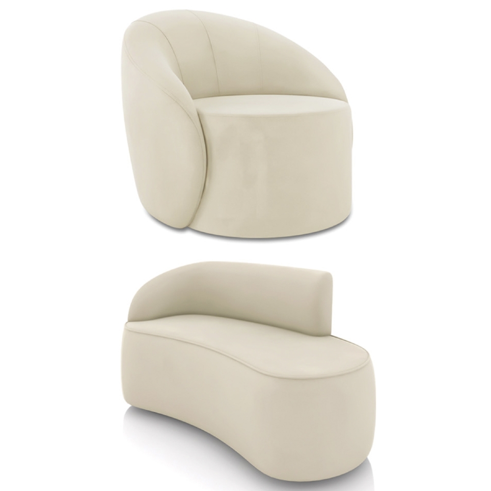 Sofá 2 Lugares 140cm Wendi e Poltrona Steve Veludo Verde I01  - Mpozenato