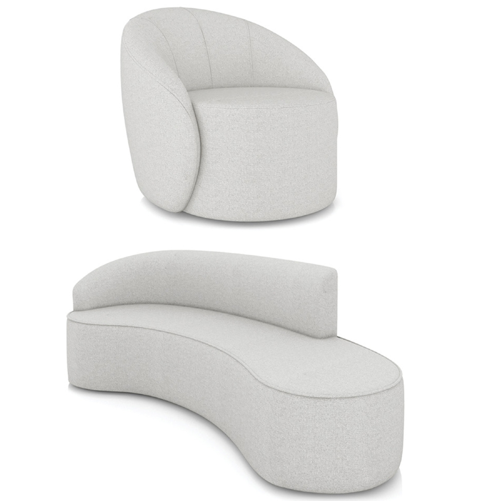 Sofá 4 Lugares 220cm Wendi e Poltrona Steve Linho Cinza I01  - Mpozenato