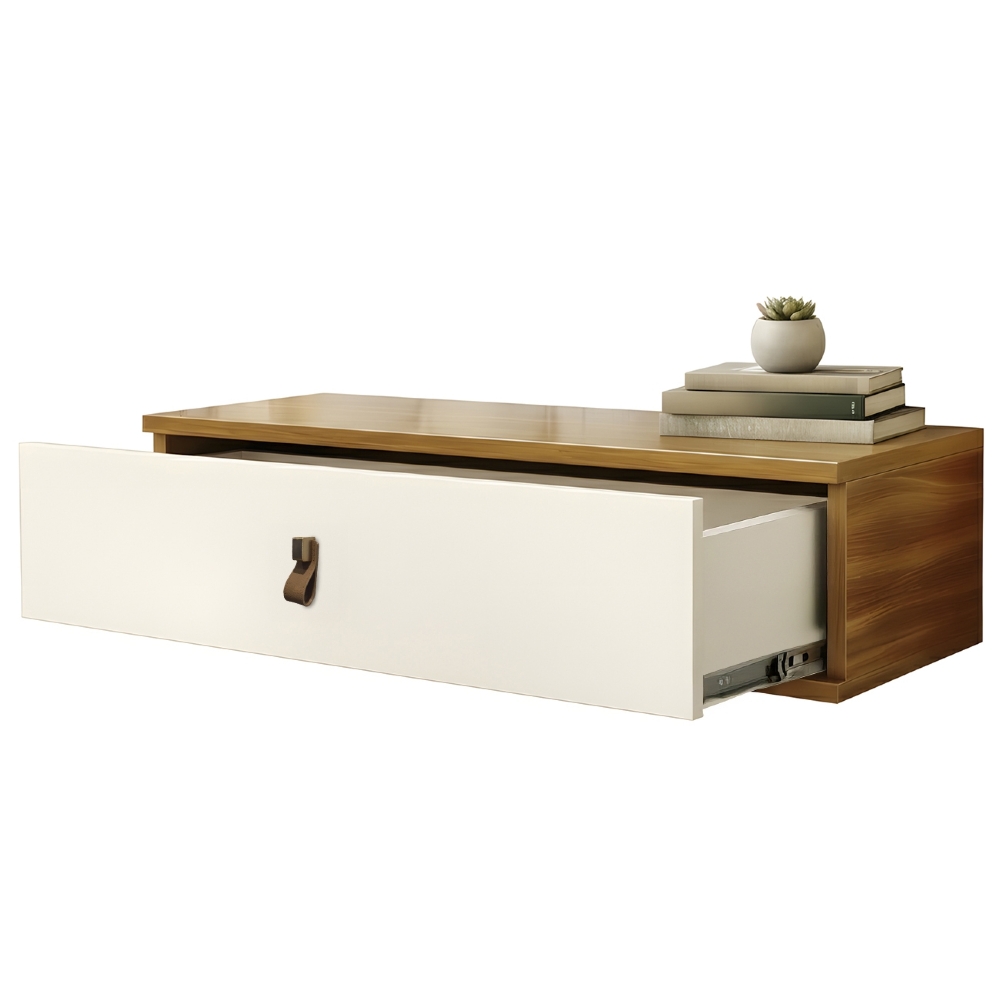 Penteadeira Suspensa 90cm 1 Gaveta Quarto Lila Cinamomo/Branco Z49 - Mpozenato