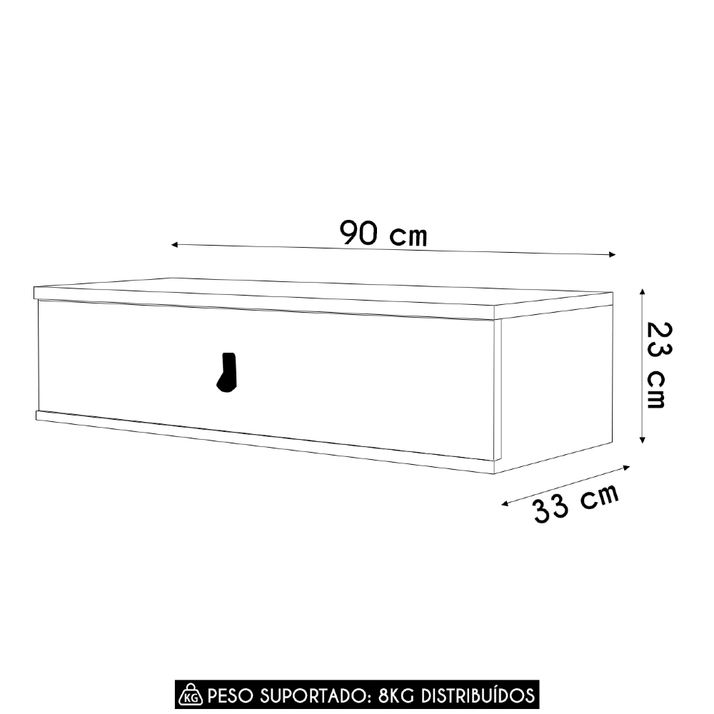 Penteadeira Suspensa 90cm 1 Gaveta Quarto Lila Cinamomo/Branco Z49 - Mpozenato