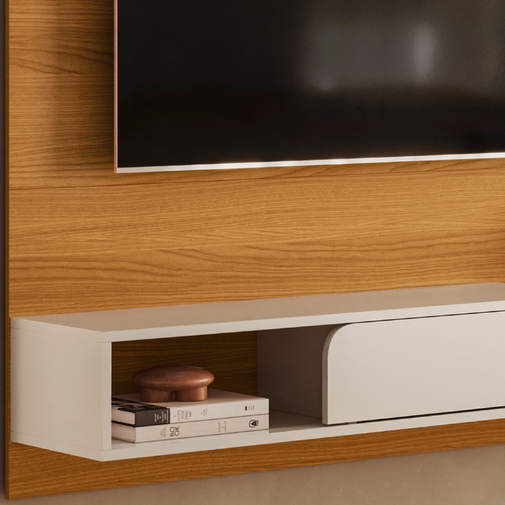 Painel TV 55 Pol 136cm Bancada Suspensa Evo Off/Champanhe - HB Móveis