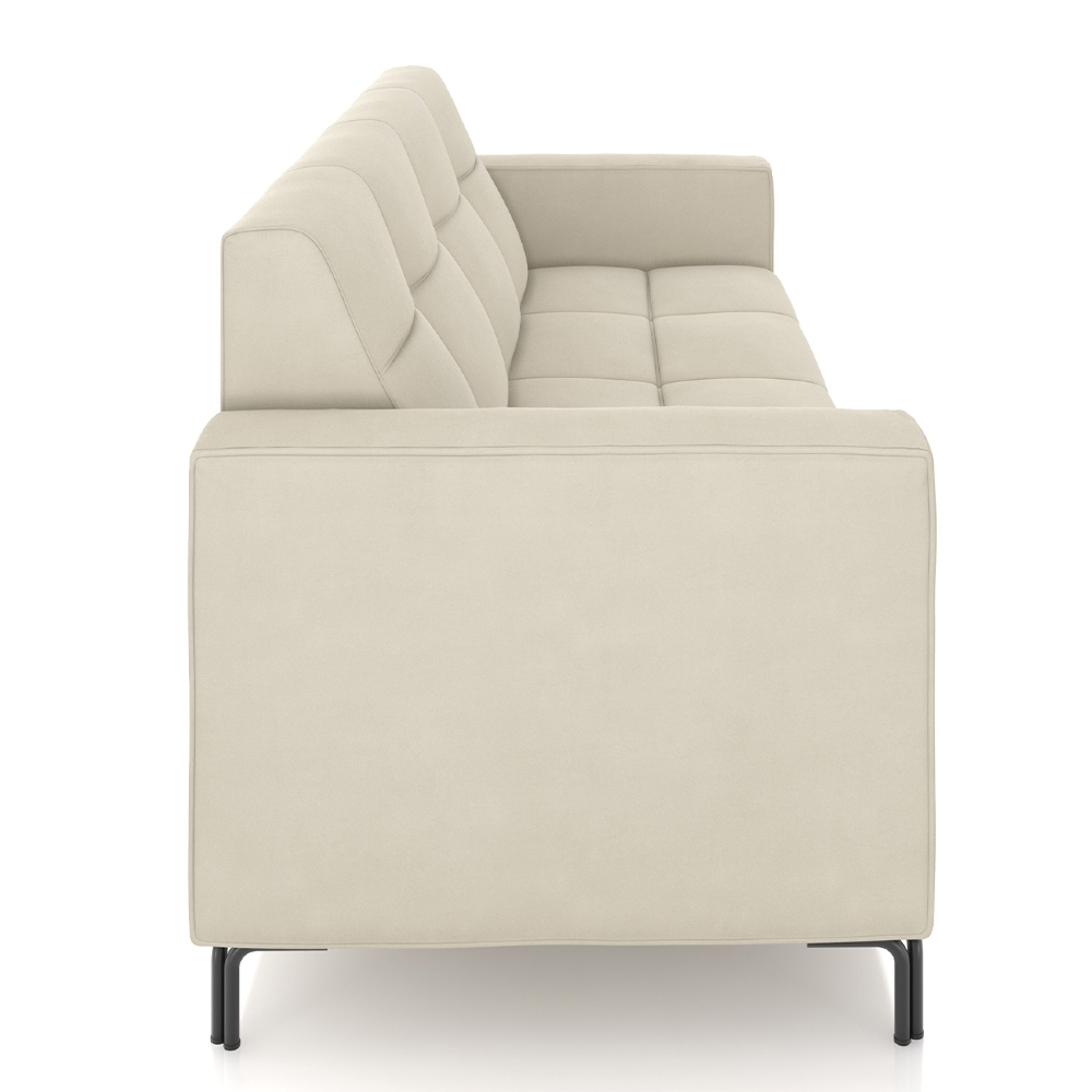 Sofá 2 Lugares 160cm Pés Metálicos Sallin Veludo Bege Z08   - Mpozenato