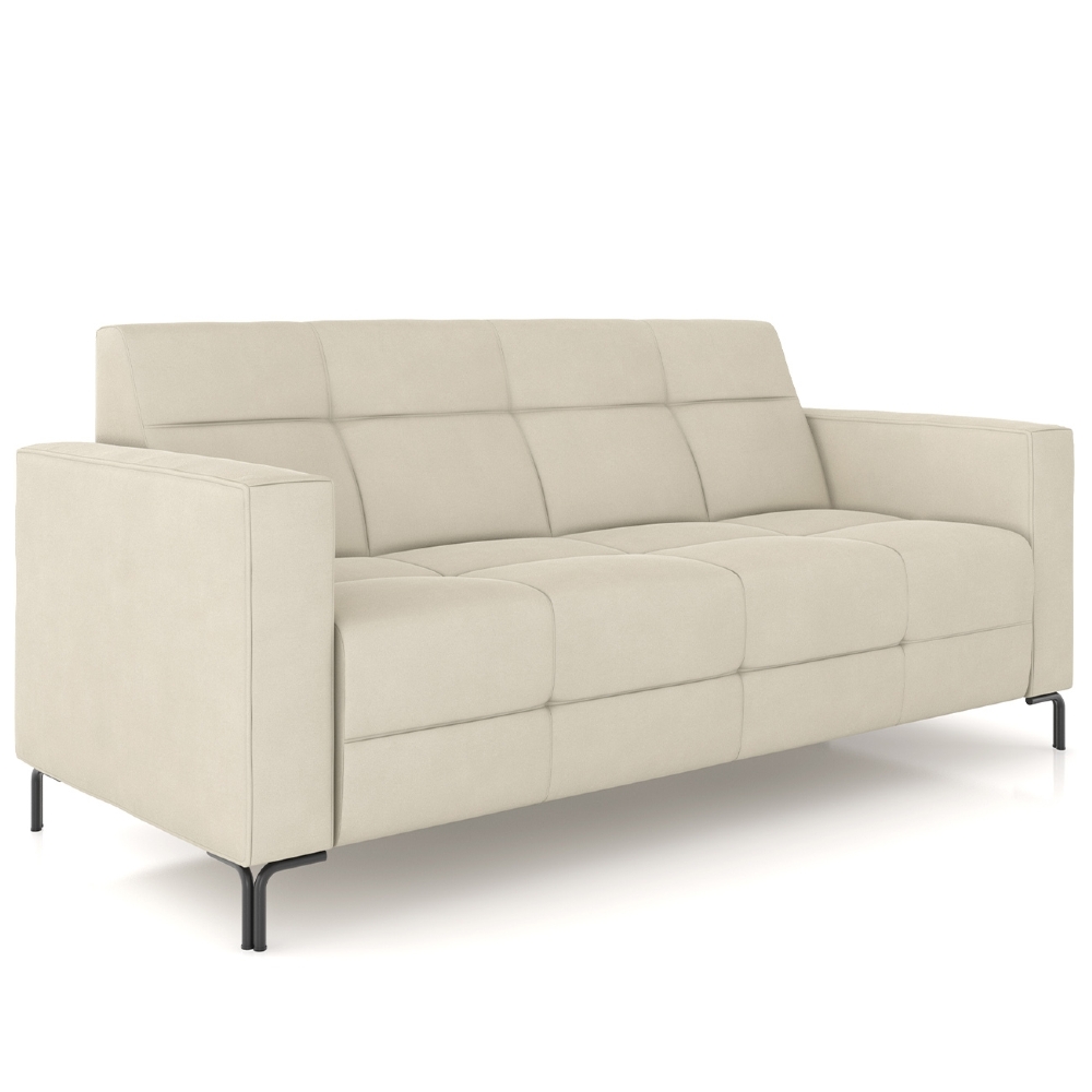 Sofá 2 Lugares 160cm Pés Metálicos Sallin Veludo Bege Z08   - Mpozenato