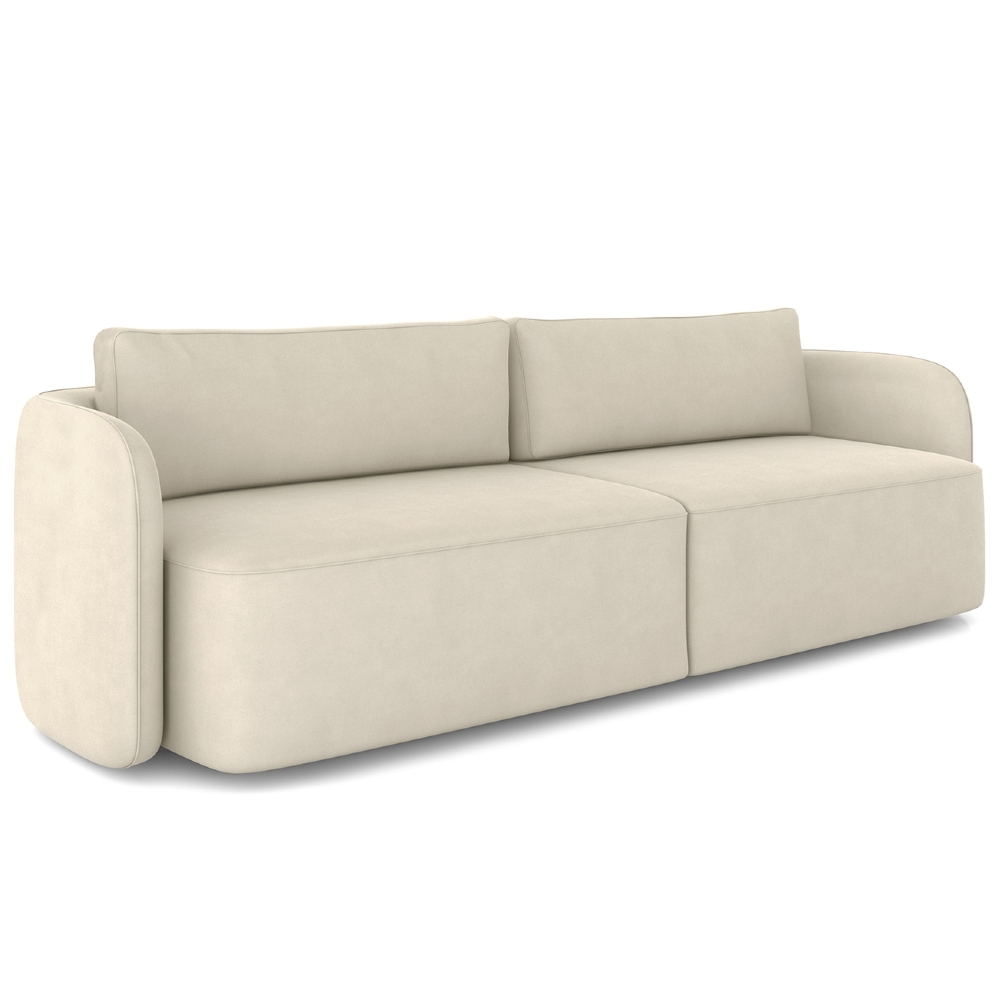 Sofá 3 Lugares 240cm Sala de Estar Karib Veludo Bege Z08    - Mpozenato