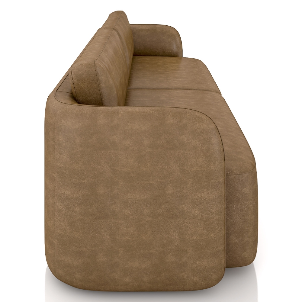 Sofá 3 Lugares 240cm Sala de Estar Karib Sintético Camel Z08 - Mpozenato