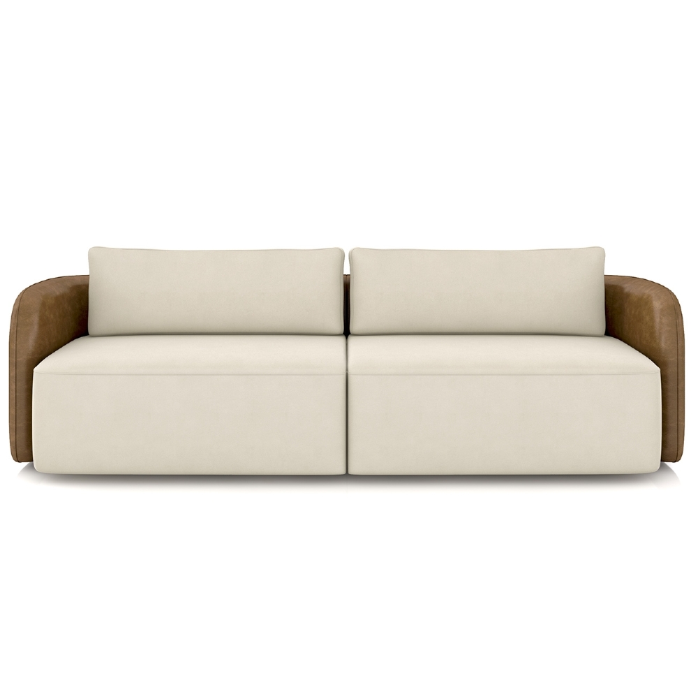 Sofá 3 Lugares 240cm Sala de Estar Karib Veludo Bege/Camel Z08 - Mpozenato