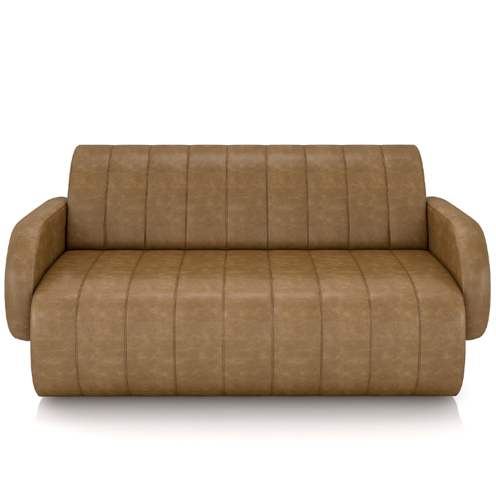 Sofá 2 Lugares 168cm Sala de Estar Munik Sintético Camel Z08 - Mpozenato