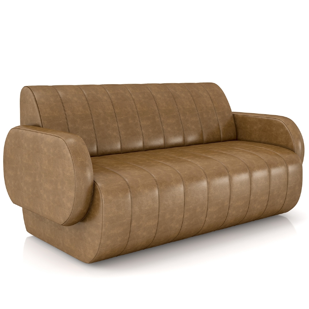 Sofá 2 Lugares 168cm Sala de Estar Munik Sintético Camel Z08 - Mpozenato