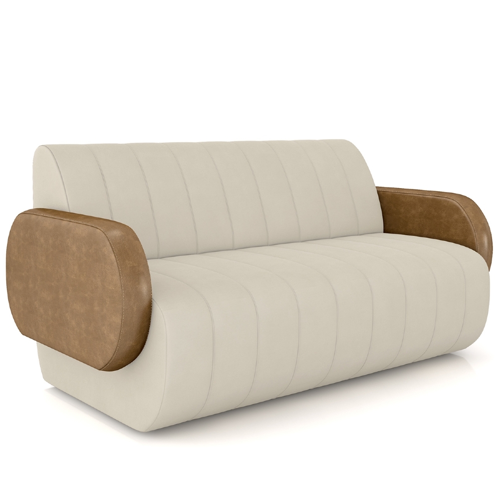 Sofá 2 Lugares 188cm Sala de Estar Munik Veludo Bege/Camel Z08 - Mpozenato