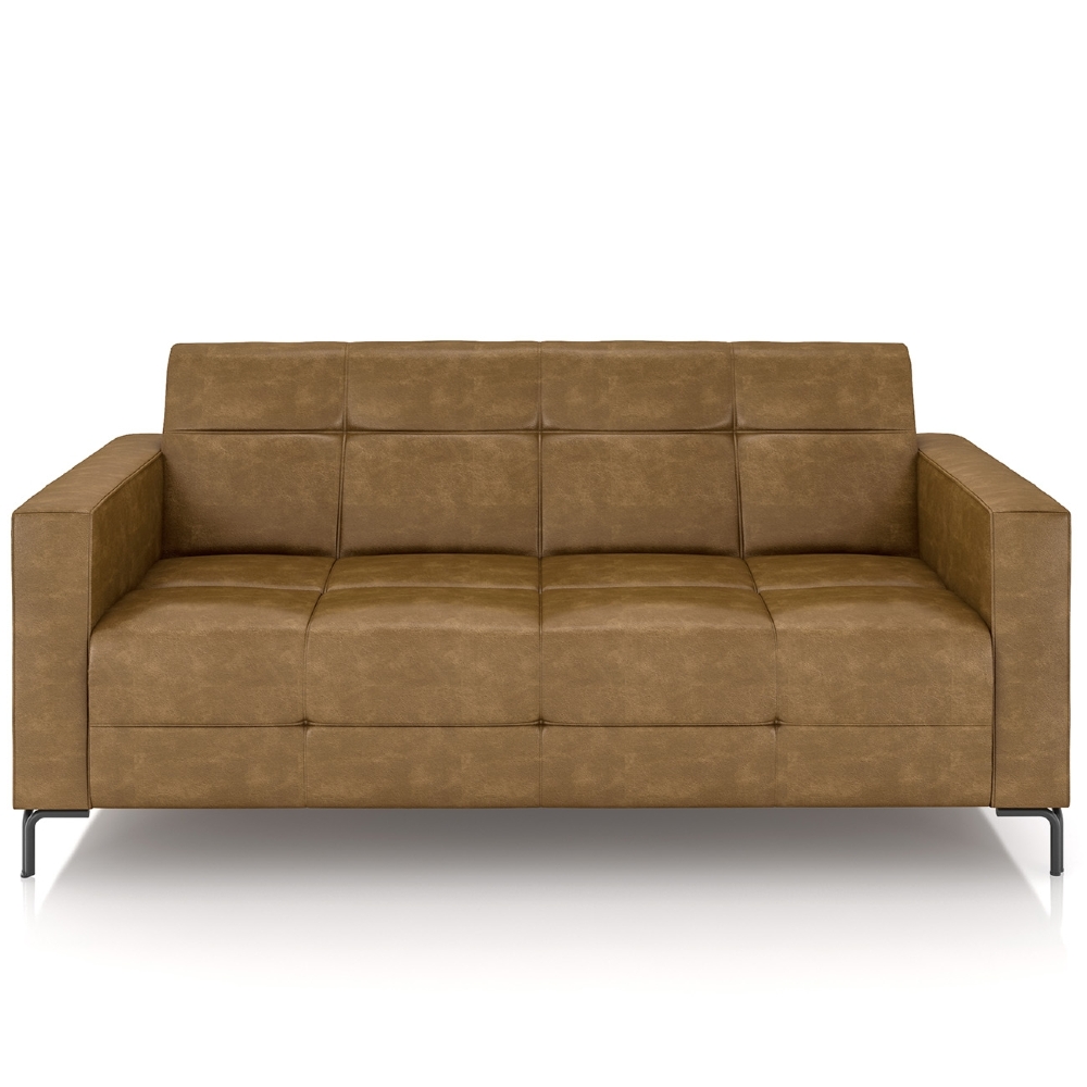 Sofá 2 Lugares 160cm Pés Metálicos Sallin Sintético Camel Z08 - Mpozenato