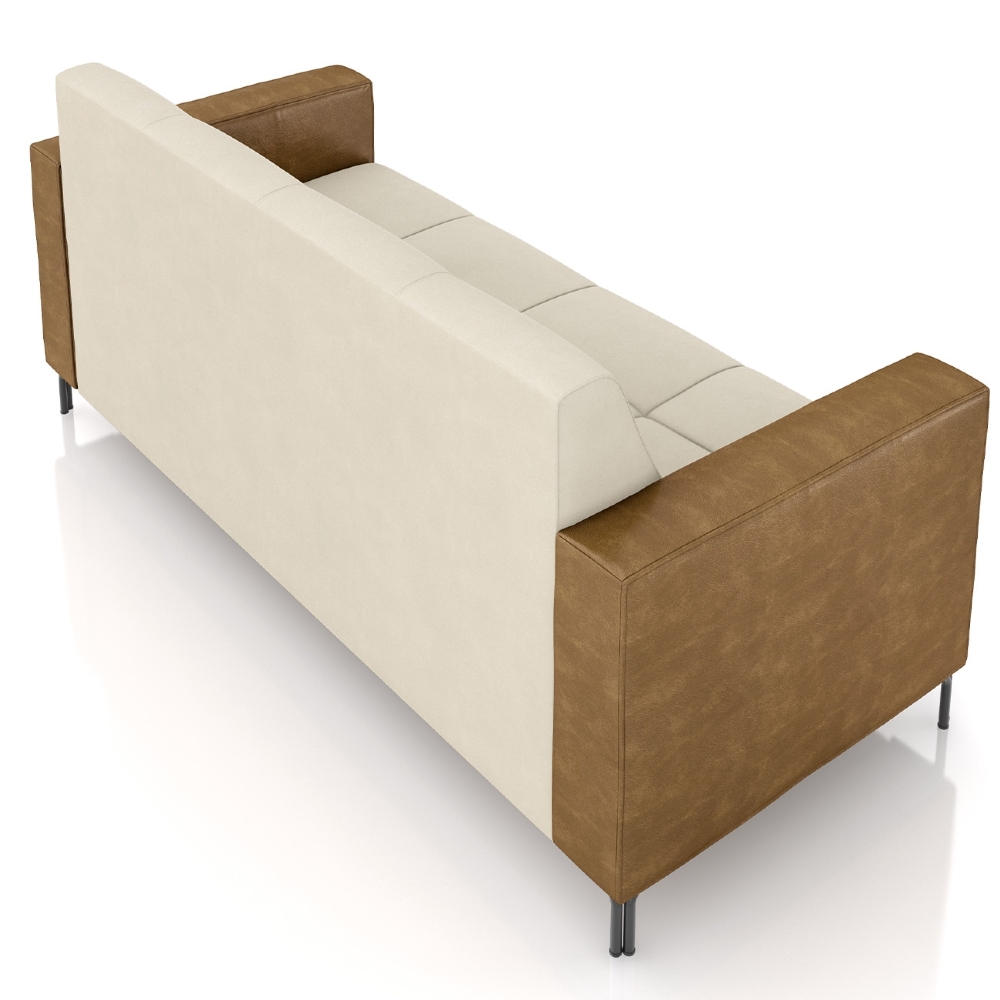 Sofá 2 Lugares 180cm Pés Metálicos Sallin Veludo Bege/Camel Z08 - Mpozenato