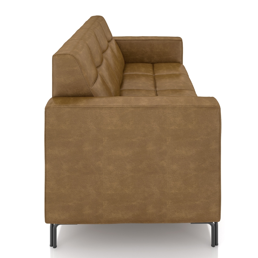 Sofá 2 Lugares 200cm Pés Metálicos Sallin Sintético Camel Z08 - Mpozenato