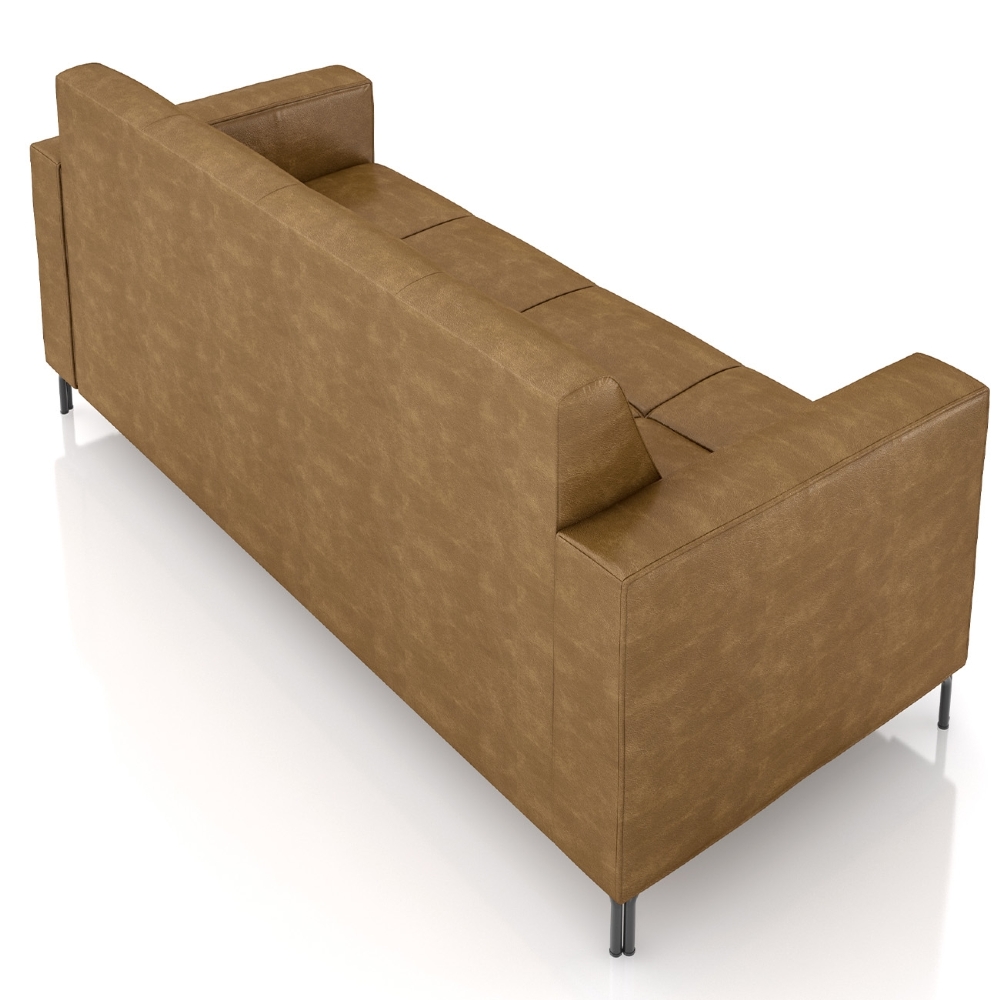 Sofá 2 Lugares 200cm Pés Metálicos Sallin Sintético Camel Z08 - Mpozenato