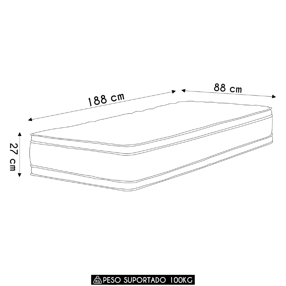 Colchão Solteiro Double Face Black & White Air D33 88x188x27cm - Castor